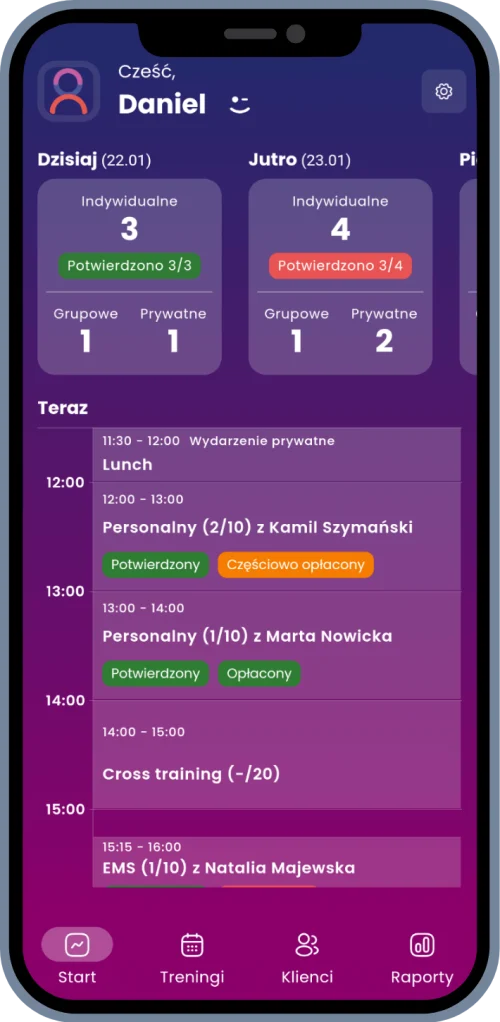 zarządzanie treningami